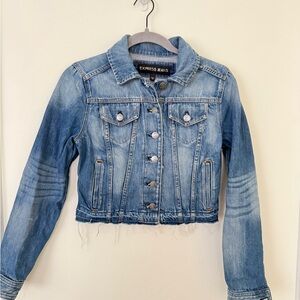 Express Light Blue Cropped Denim Jacket